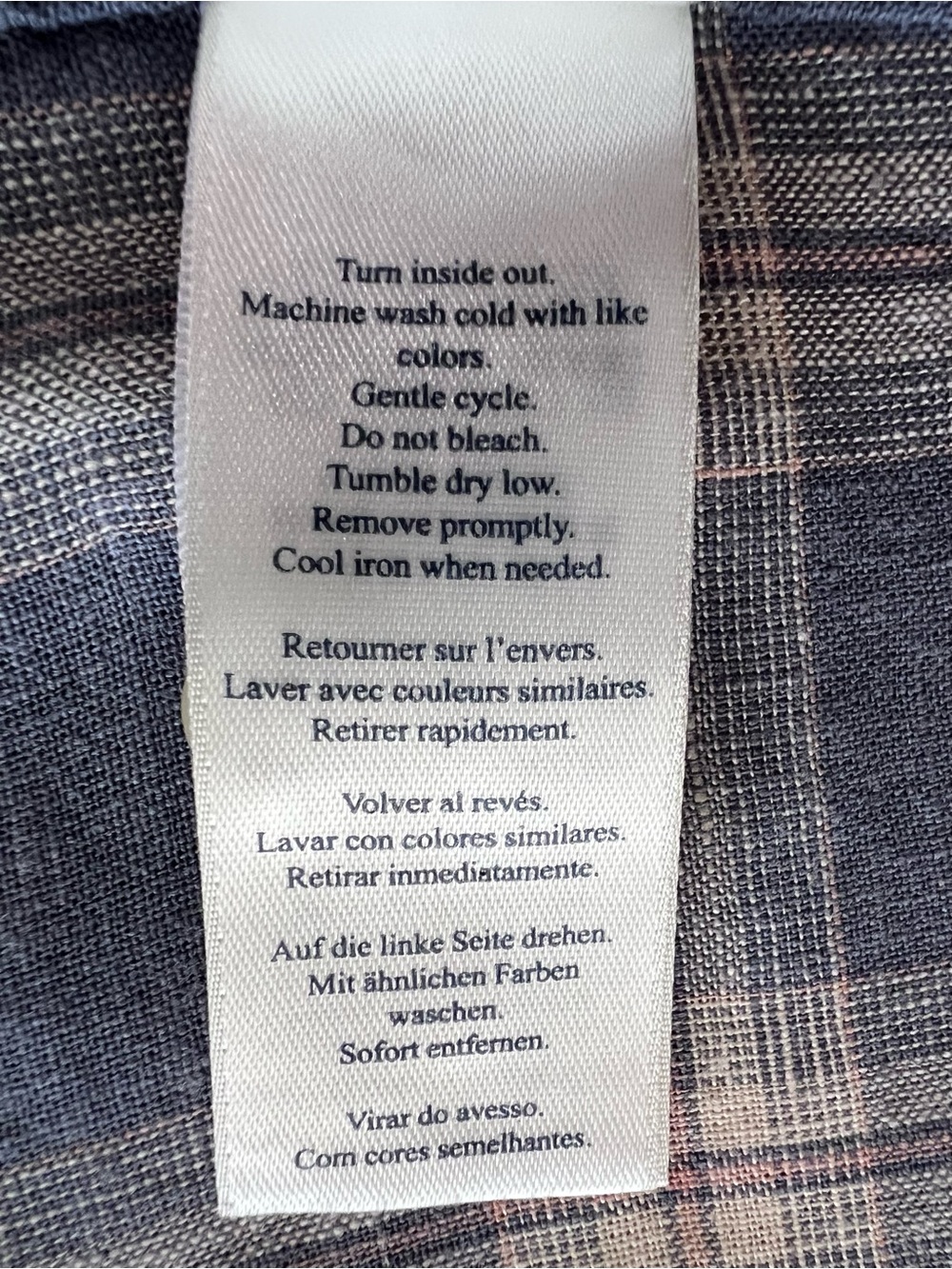 Faherty Linen Blend Shirt Large Blue Plaid Button-up Lightweight Coastal Travel - Picture 15 of 15